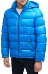 Guess Men's Quilted Zip Up Puffer Jacket In Aqua