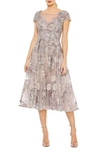 Mac Duggal Womens Beaded Mesh Cocktail And Party Dress In Lilac