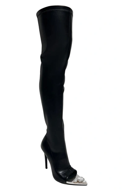 Azalea Wang Clover Open Toe Thigh High Boot In Black ModeSens