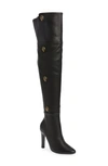 Kurt Geiger Shoreditch Pebbled Leather Over-the-knee Boots In Black