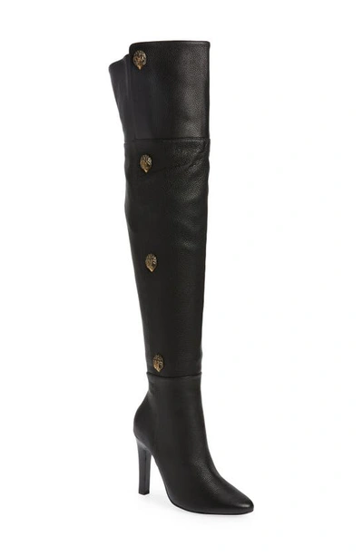 Kurt Geiger Shoreditch Pebbled Leather Over-the-knee Boots In Black