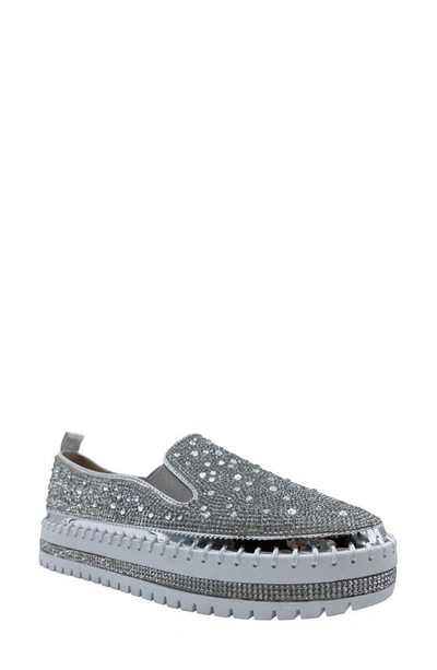 Azalea Wang Rhinestone Sneaker In Silver