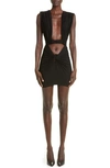 Laquan Smith Twist Detail Plunge Neck Cutout Dress In Black