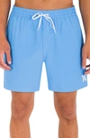Hurley One & Only Solid Volley Swim Trunks In Unity Blue