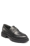 Karl Lagerfeld Recycled Leather Penny Loafer In Black