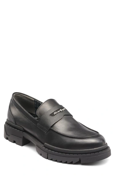 Karl Lagerfeld Recycled Leather Penny Loafer In Black