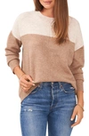 Vince Camuto Extend Shoulder Colorblock Sweater In Antique White