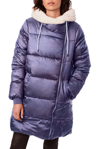 Bernardo Faux Fur Lined Water Resistant Puffer Jacket In Crystal Mauve White