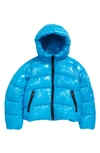 Sam Edelman Kids' High Gloss Hooded Puffer Jacket In Turquoise