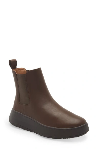 Fitflop F-mode Leather Flatform Chelsea Boot In Chocolate