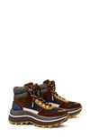 Tory Burch Adventure Mix Media Hiker Boots In T. Moro / Black / Coconut