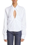 K.ngsley Gender Inclusive The Girl Cutout Button-up Shirt In White