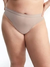 Curvy Couture Sheer Mesh Hi-cut Thong In Bark