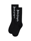 Palm Angels Logo Jacquard Cotton Blend Knit Socks In Black