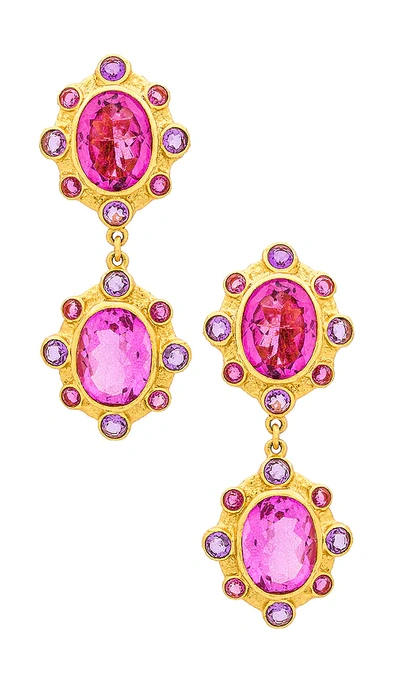 Valére Calypso Earrings In Amethyst Quartz & Pink Quartz