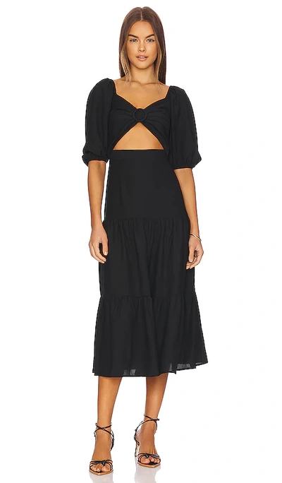 Minkpink Women's Audrey Cutout Puff-sleeve Midi Dress In Black