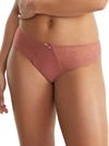 Panache Ana Mid-rise Stretch-lace Thong In Sienna