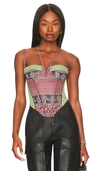 Miaou Aphex Corset In Pinot Paisley