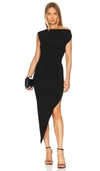 Norma Kamali Drop Shoulder Side Drape Gown In Black