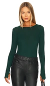 Michael Lauren Everett Long Sleeve Thumbhole Tee In Emerald Green