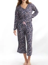 Splendid Cardigan Knit Cropped Pajama Set In Navy Multi