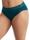 Vanity Fair Flattering Lace Hi-cut Brief In Deep Emerald Stripe