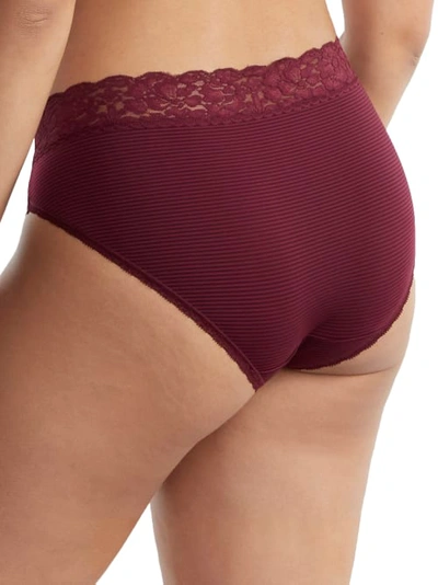 Vanity Fair Women's Flattering Lace Hi-cut Panty Underwear 13280, Extended Sizes Available In Moody Maroon Stripe