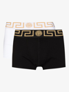 Versace Pack Of Two Boxer Shorts With Greek Motif In Black