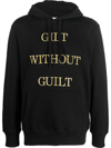 MOSCHINO EMBROIDERED-SLOGAN LONG-SLEEVE HOODIE