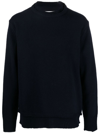 Maison Margiela Navy Blue Wool-linen Blend Jumper In Blue