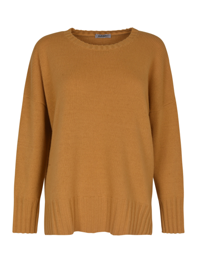 Base Rib Trim Plain Sweater In Mustard