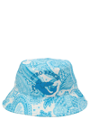 Etro Liquid Paisley Bucket Hat With Cube Logo In Light Blue