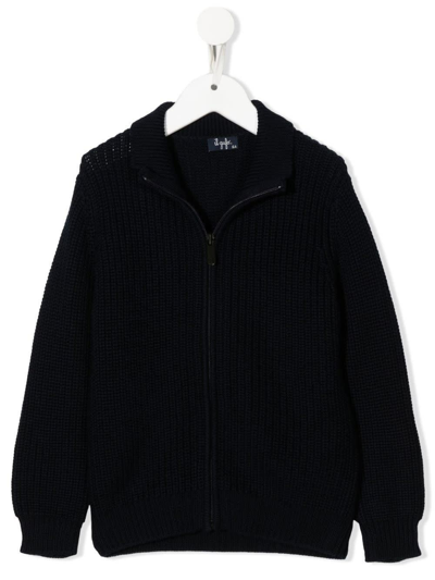 Il Gufo Kids Blue Ribbed Cotton Cardigan With Zip