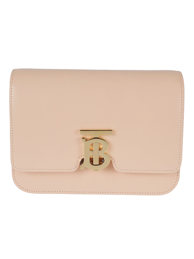 Burberry Tb Plaque Shoulder Bag In Cream