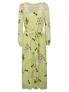 Red Valentino Star & Floral Print Tie-waist Dress In Pale Lemon