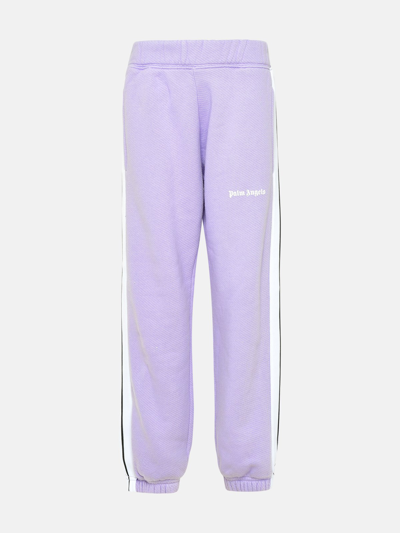 Palm Angels Kids' Lilac Sporty Cotton Pants In White