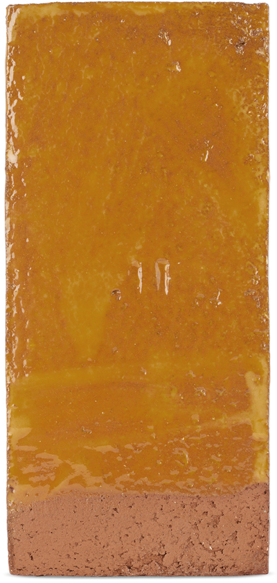 Niko June Ssense Exclusive Red 'a Single Brick' Candle Holder In Glaze 15 Orange
