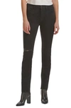 JEN7 BY 7 FOR ALL MANKIND RIPPED SLIM STRAIGHT LEG JEANS