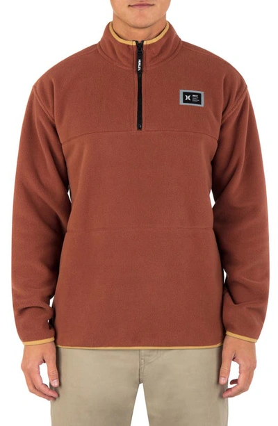 Hurley Mesa Windchill Quarter-zip Fleece Sweatshirt In Zion Rust