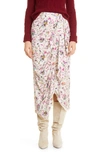 Isabel Marant Étoile Berthe Draped Floral-print Jacquard Midi Skirt In Ecru