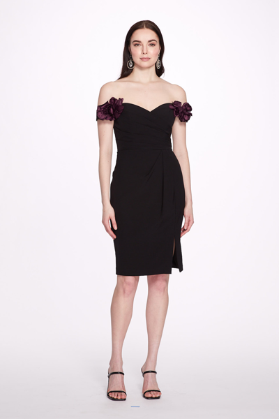 Marchesa Notte Off Shoulder 3d Cocktail Dress In Black | ModeSens