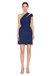 Reem Acra Slash Cutout Draped One-shoulder Mini Dress