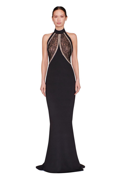 Reem Acra Halter Neck Sleeveless Gown