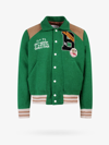 Blast-off Wool Blend Varsity Jacket W/logo In Green