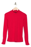 Sanctuary Feel Good Ruched Mock Neck Top In Risky Red