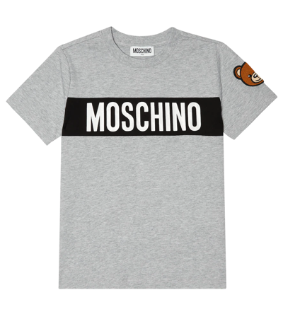 Moschino Logo Cotton Jersey T-shirt In Melange Grey