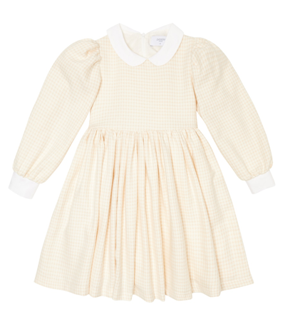 Paade Mode Kids' Checked Cotton Dress In Riga White