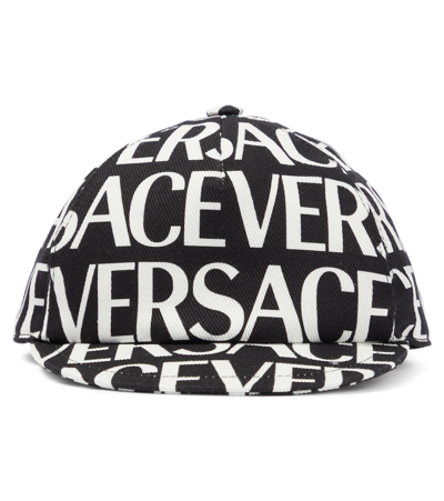 Versace Kids' Logo Cotton Cap In Black