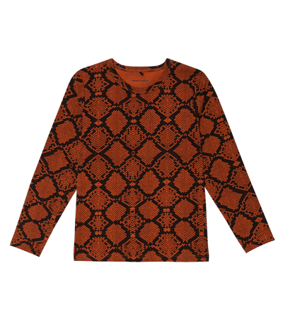 Mini Rodini Kids' Snake-print Jersey Long-sleeved Top In Brown