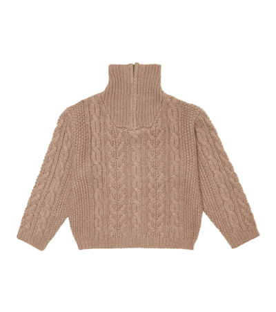 Louise Misha Kids' Kali Cable-knit Sweater In Taupe